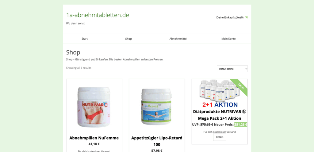 Shopsystemfür Nahrungsergänzung